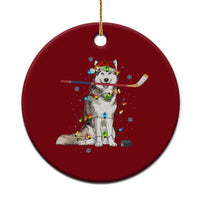 Funny Christmas Husky Ice Hockey Player Holiday Gift Ceramic Ornament - Wonder Print Shop