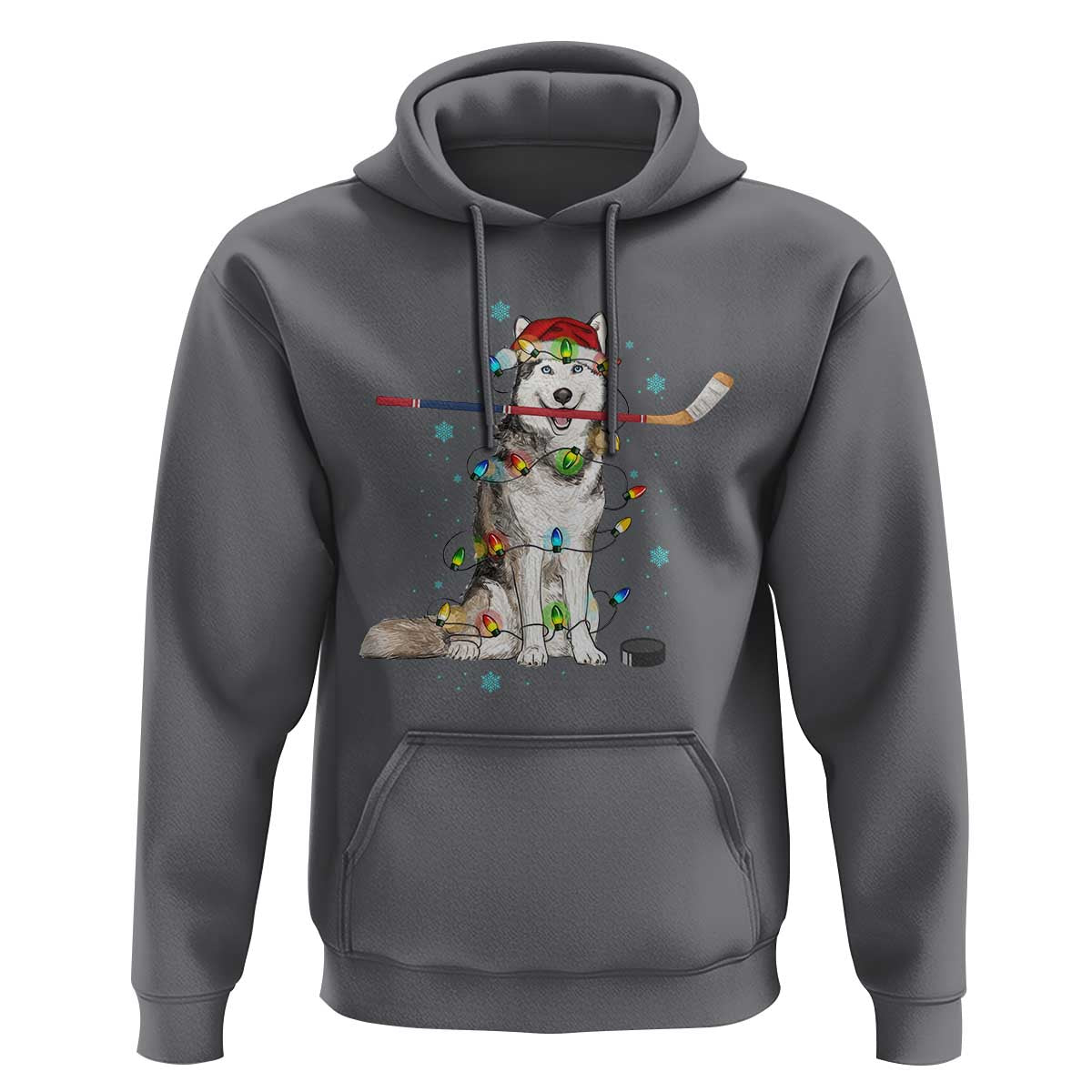 Funny Christmas Husky Ice Hockey Player Holiday Gift Hoodie - Wonder Print Shop
