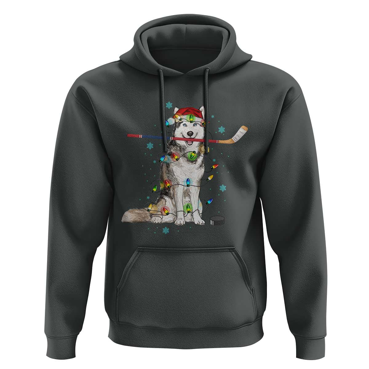 Funny Christmas Husky Ice Hockey Player Holiday Gift Hoodie - Wonder Print Shop