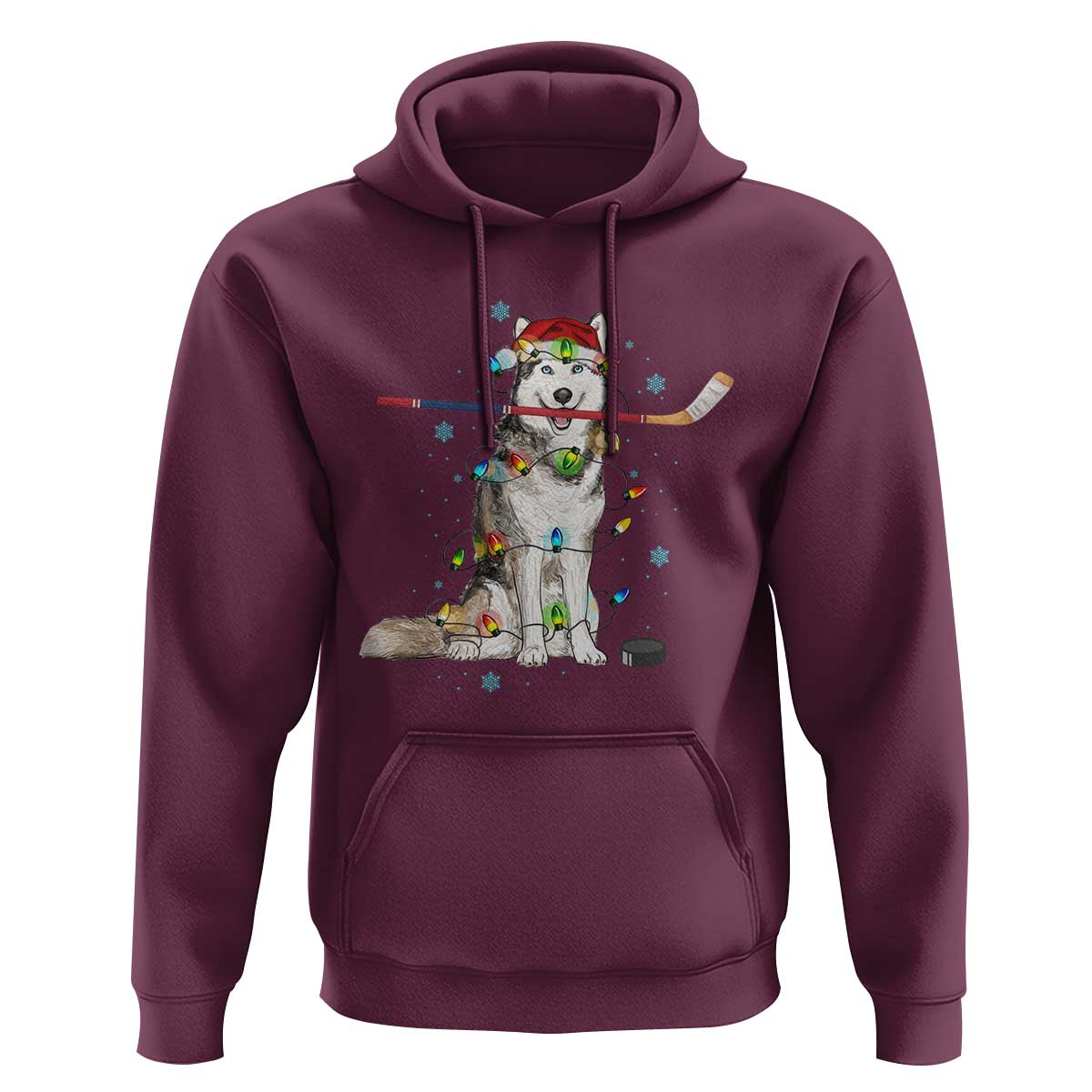Funny Christmas Husky Ice Hockey Player Holiday Gift Hoodie - Wonder Print Shop