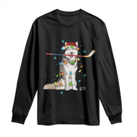 Funny Christmas Husky Ice Hockey Player Holiday Gift Long Sleeve Shirt - Wonder Print Shop