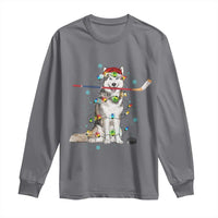 Funny Christmas Husky Ice Hockey Player Holiday Gift Long Sleeve Shirt - Wonder Print Shop
