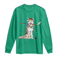 Funny Christmas Husky Ice Hockey Player Holiday Gift Long Sleeve Shirt - Wonder Print Shop