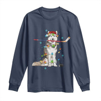 Funny Christmas Husky Ice Hockey Player Holiday Gift Long Sleeve Shirt - Wonder Print Shop