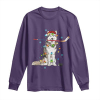 Funny Christmas Husky Ice Hockey Player Holiday Gift Long Sleeve Shirt - Wonder Print Shop