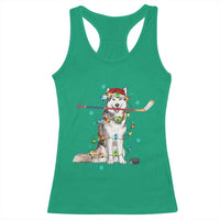 Funny Christmas Husky Ice Hockey Player Holiday Gift Racerback Tank Top - Wonder Print Shop