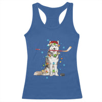 Funny Christmas Husky Ice Hockey Player Holiday Gift Racerback Tank Top - Wonder Print Shop