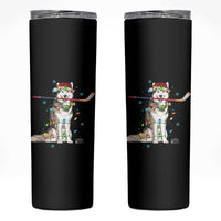 Funny Christmas Husky Ice Hockey Player Holiday Gift Skinny Tumbler - Wonder Print Shop