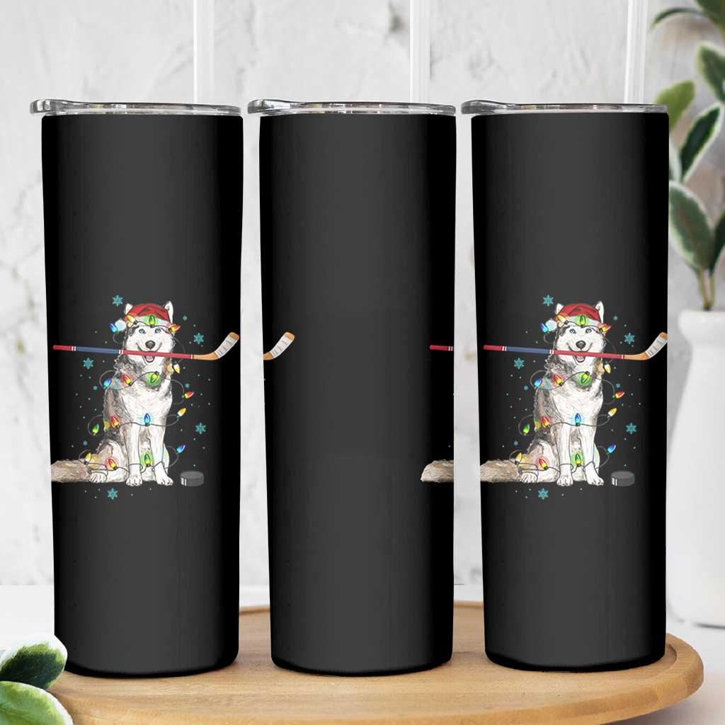 Funny Christmas Husky Ice Hockey Player Holiday Gift Skinny Tumbler - Wonder Print Shop