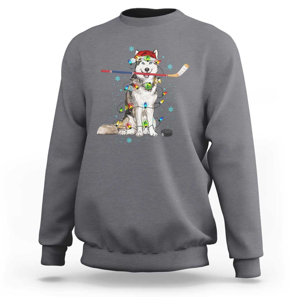 Funny Christmas Husky Ice Hockey Player Holiday Gift Sweatshirt - Wonder Print Shop