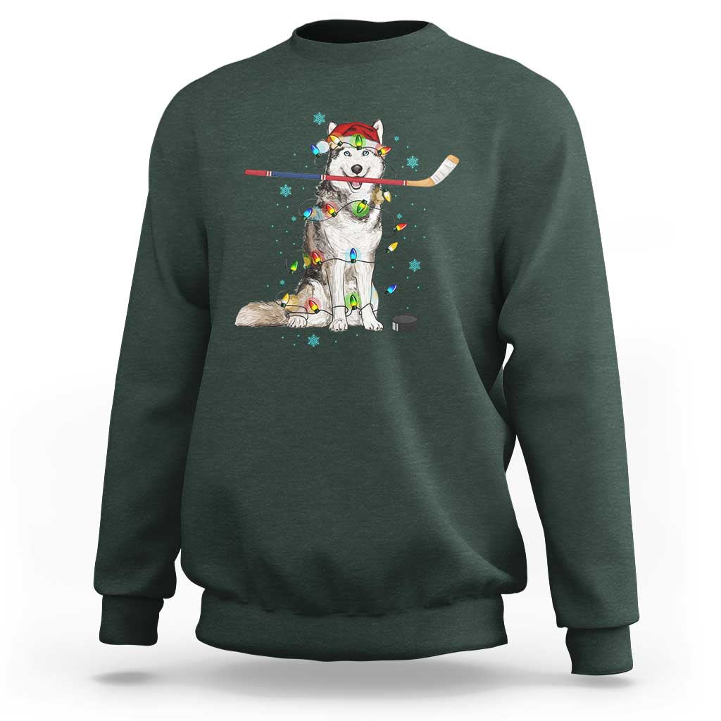 Funny Christmas Husky Ice Hockey Player Holiday Gift Sweatshirt - Wonder Print Shop