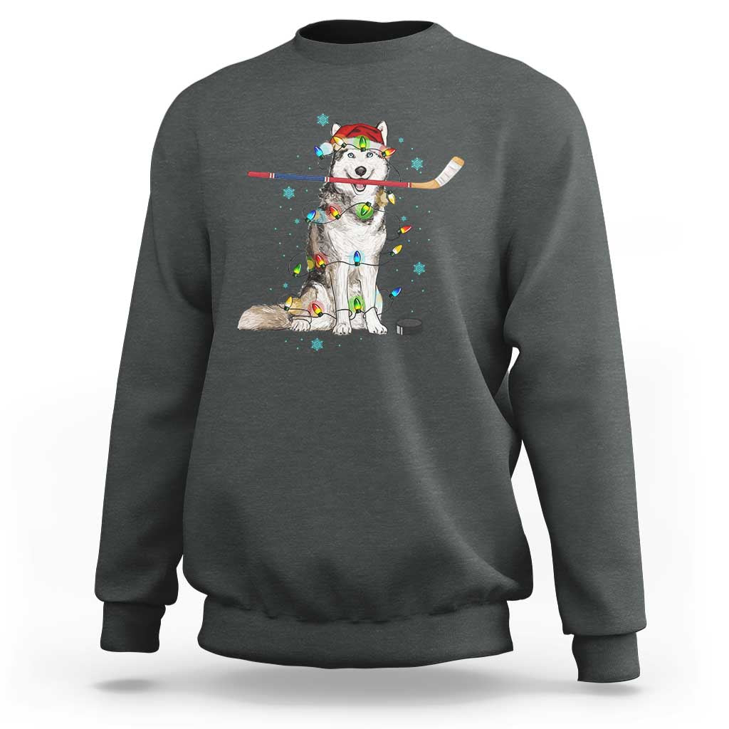 Funny Christmas Husky Ice Hockey Player Holiday Gift Sweatshirt - Wonder Print Shop