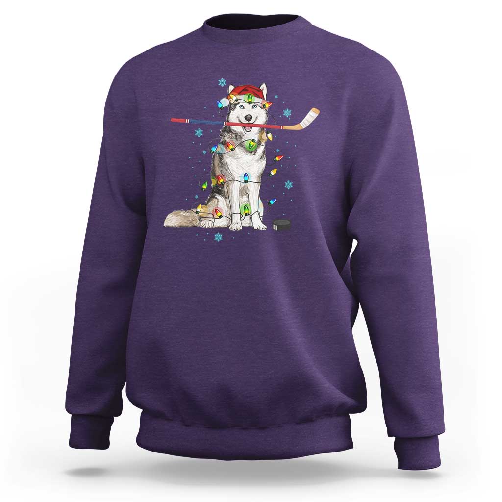 Funny Christmas Husky Ice Hockey Player Holiday Gift Sweatshirt - Wonder Print Shop