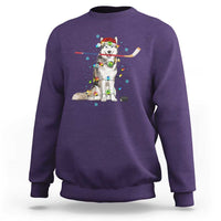 Funny Christmas Husky Ice Hockey Player Holiday Gift Sweatshirt - Wonder Print Shop
