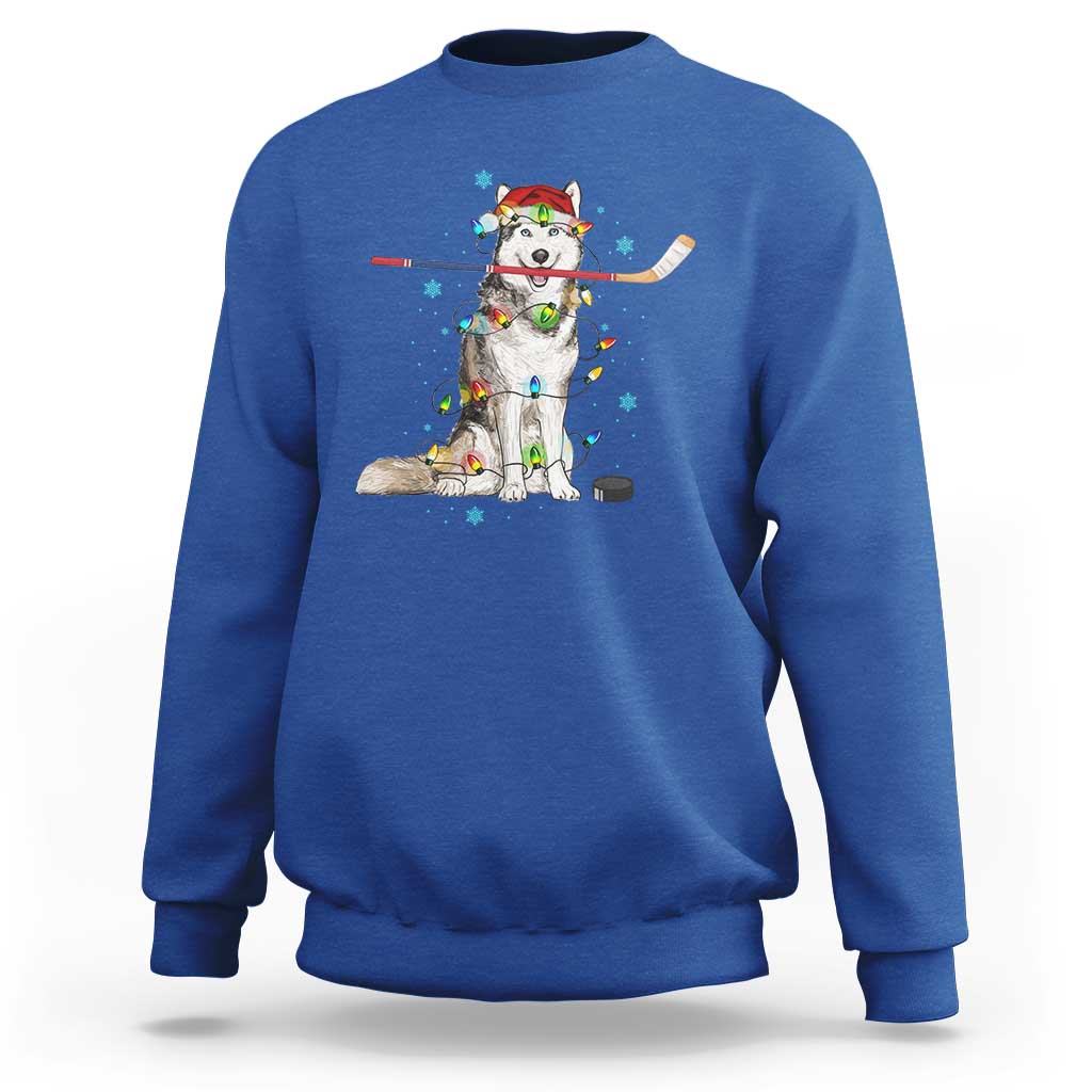Funny Christmas Husky Ice Hockey Player Holiday Gift Sweatshirt - Wonder Print Shop