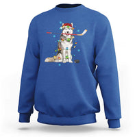 Funny Christmas Husky Ice Hockey Player Holiday Gift Sweatshirt - Wonder Print Shop