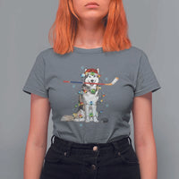 Funny Christmas Husky Ice Hockey Player Holiday Gift T Shirt For Women - Wonder Print Shop
