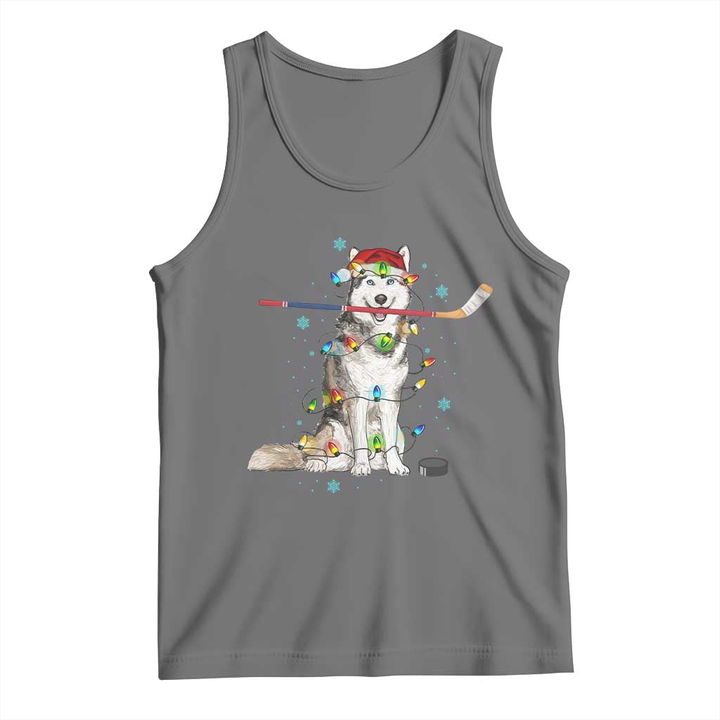Funny Christmas Husky Ice Hockey Player Holiday Gift Tank Top - Wonder Print Shop