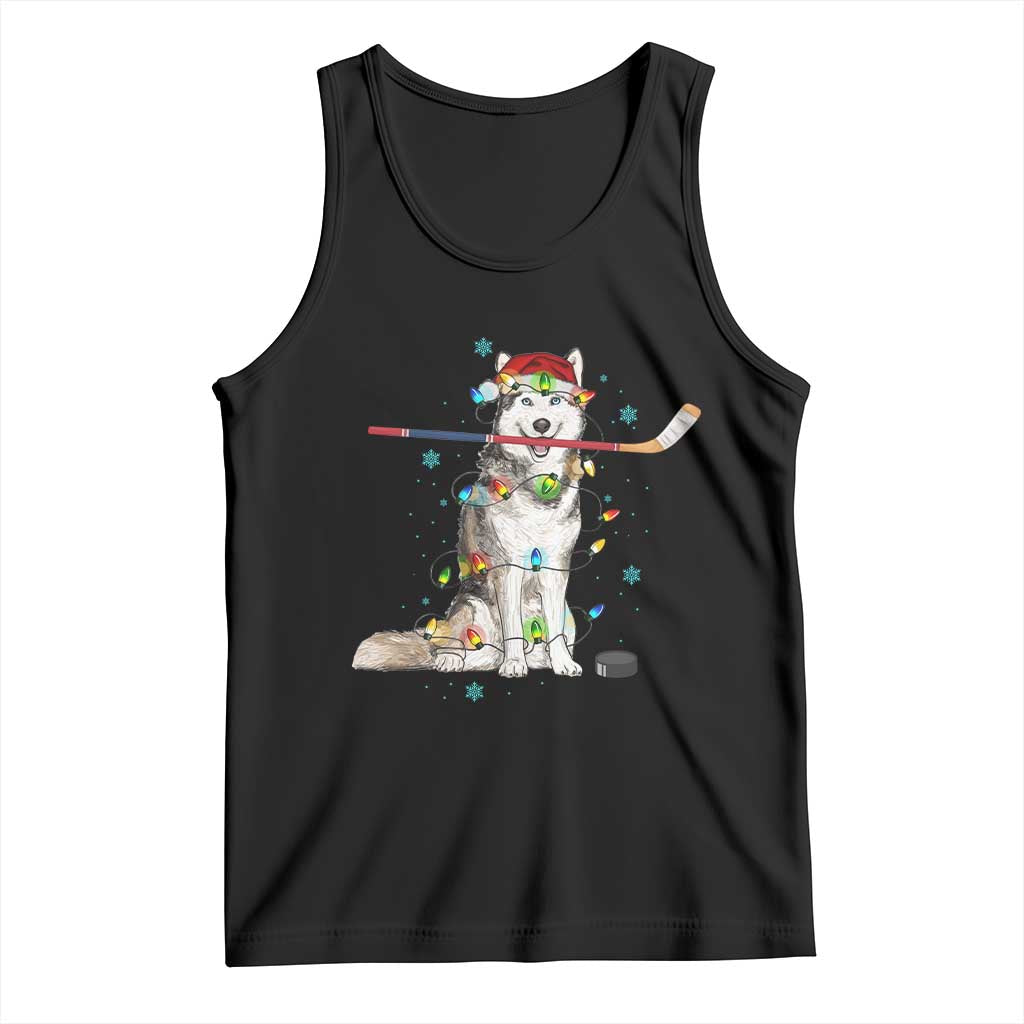 Funny Christmas Husky Ice Hockey Player Holiday Gift Tank Top - Wonder Print Shop