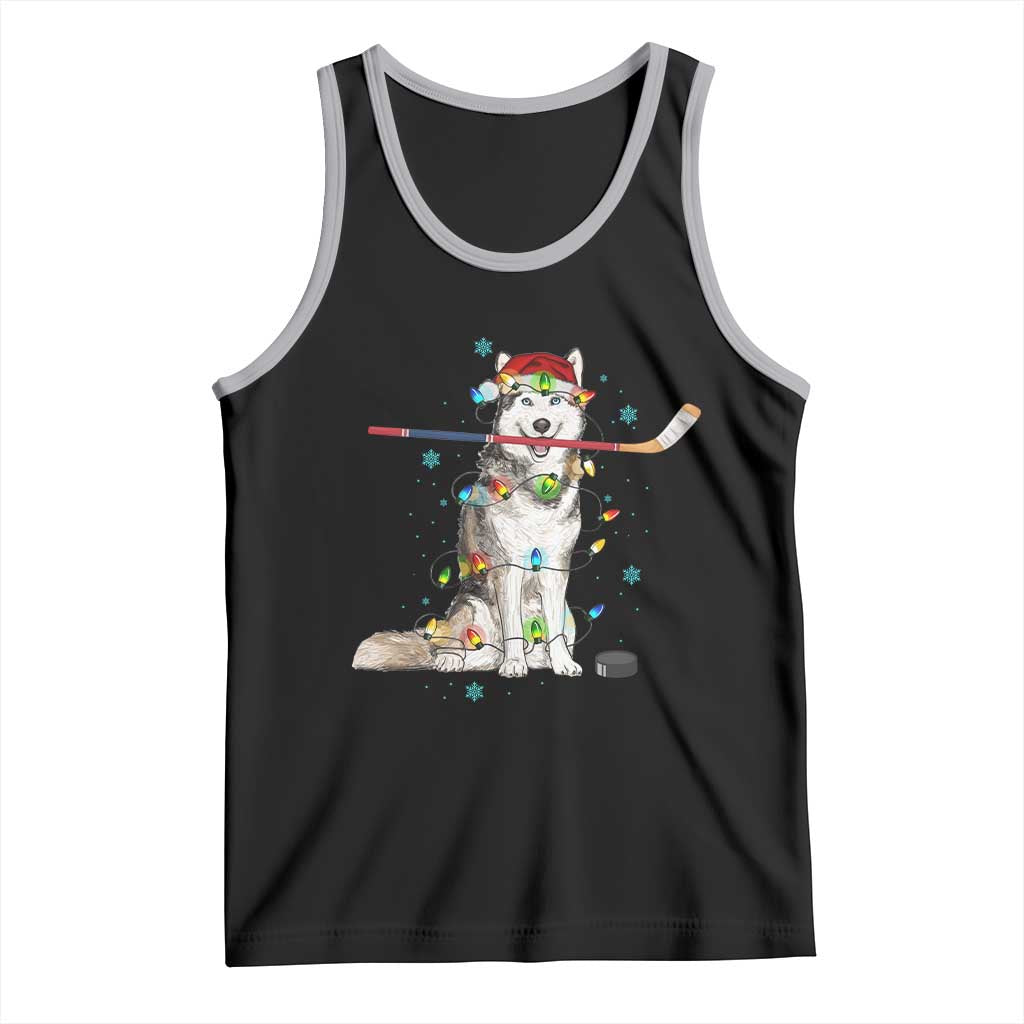 Funny Christmas Husky Ice Hockey Player Holiday Gift Tank Top - Wonder Print Shop