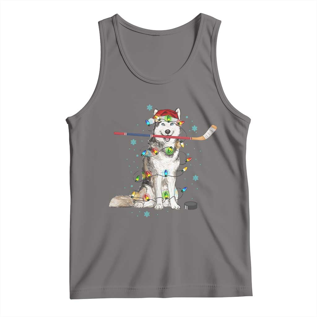 Funny Christmas Husky Ice Hockey Player Holiday Gift Tank Top - Wonder Print Shop