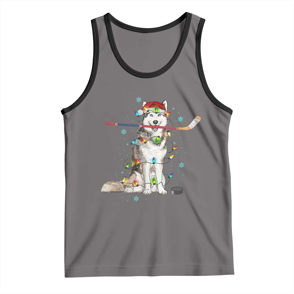Funny Christmas Husky Ice Hockey Player Holiday Gift Tank Top - Wonder Print Shop
