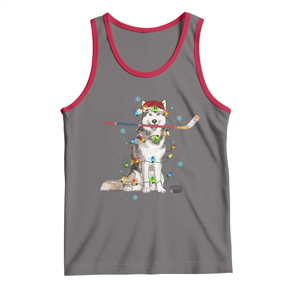 Funny Christmas Husky Ice Hockey Player Holiday Gift Tank Top - Wonder Print Shop