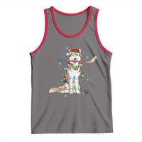 Funny Christmas Husky Ice Hockey Player Holiday Gift Tank Top - Wonder Print Shop
