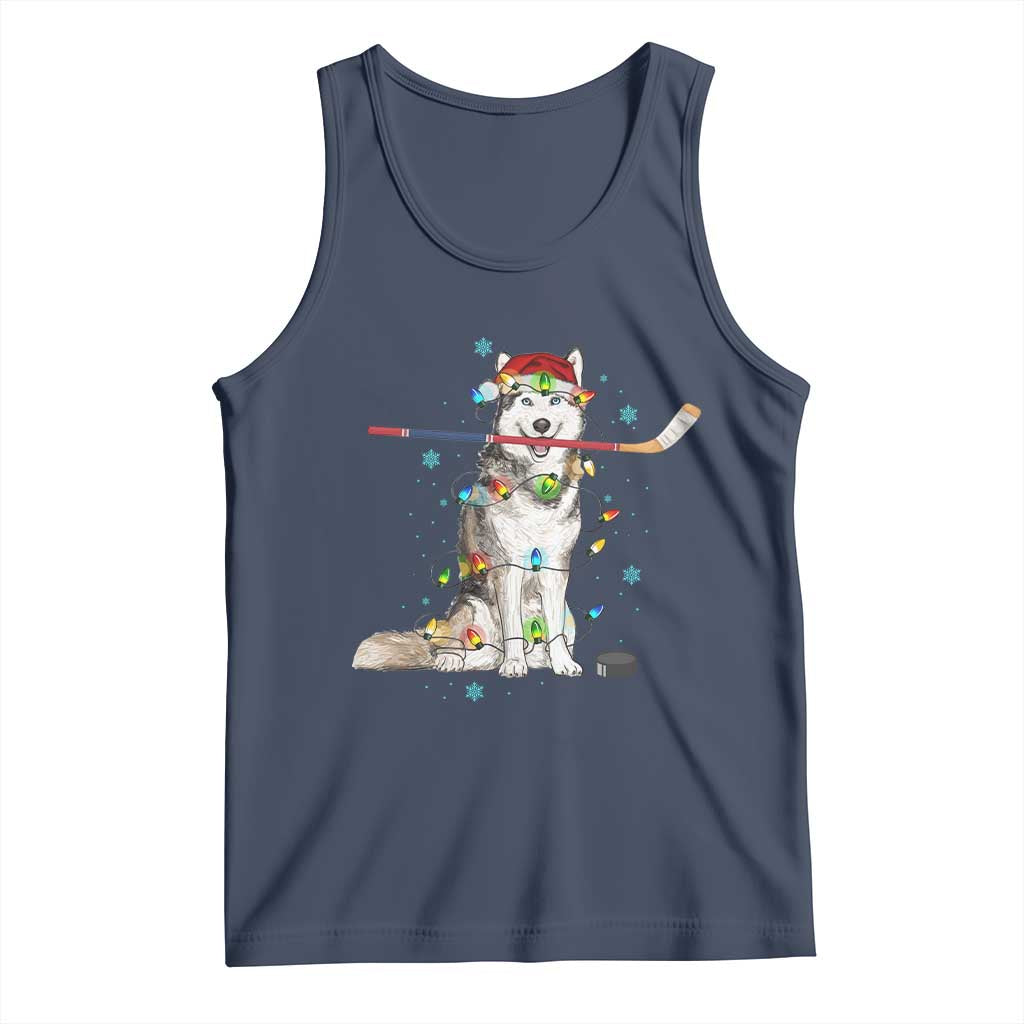 Funny Christmas Husky Ice Hockey Player Holiday Gift Tank Top - Wonder Print Shop