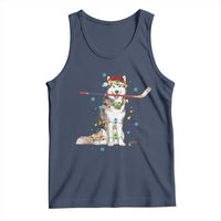 Funny Christmas Husky Ice Hockey Player Holiday Gift Tank Top - Wonder Print Shop