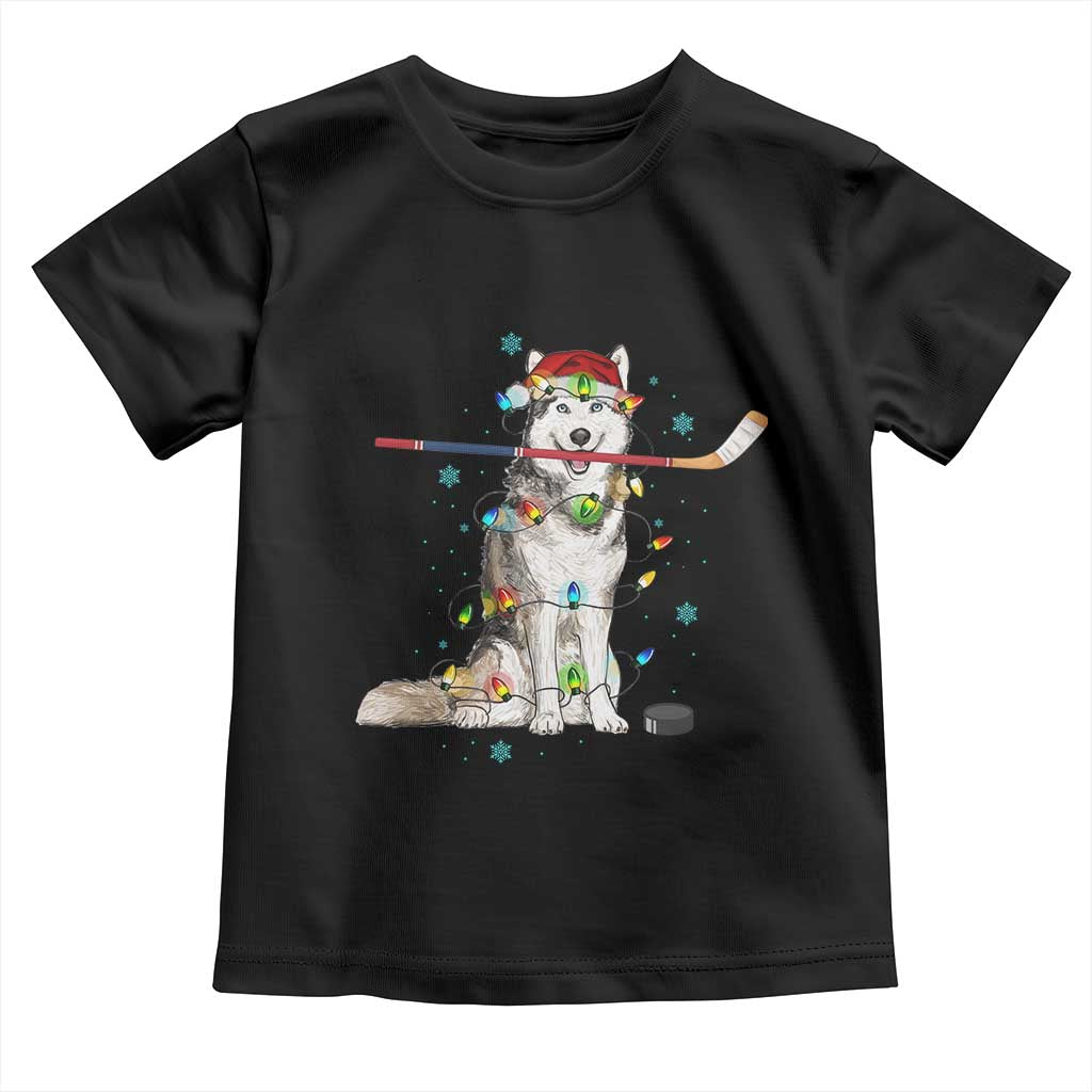 Funny Christmas Husky Ice Hockey Player Holiday Gift Toddler T Shirt - Wonder Print Shop