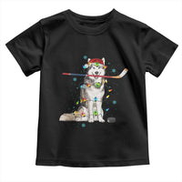 Funny Christmas Husky Ice Hockey Player Holiday Gift Toddler T Shirt - Wonder Print Shop
