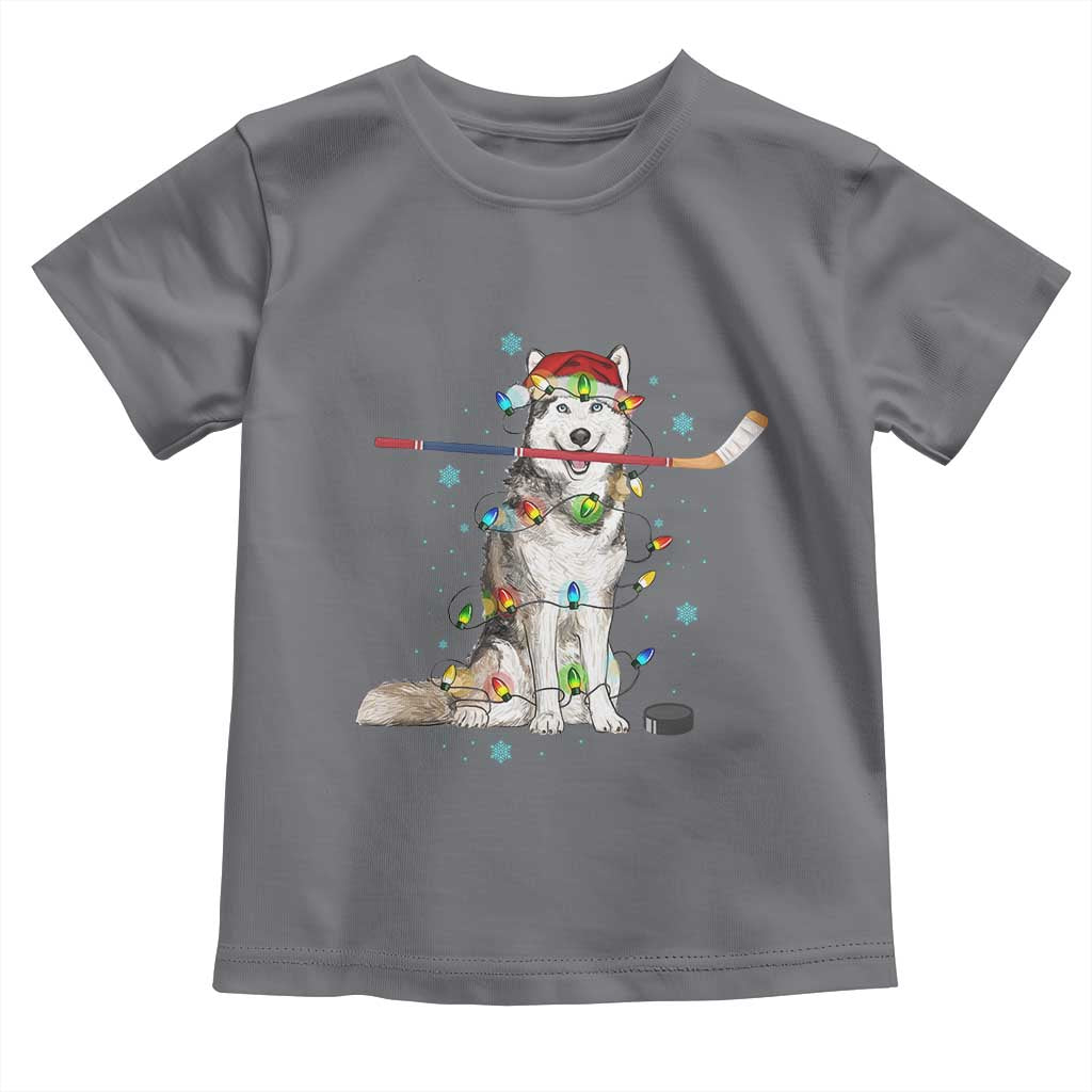 Funny Christmas Husky Ice Hockey Player Holiday Gift Toddler T Shirt - Wonder Print Shop