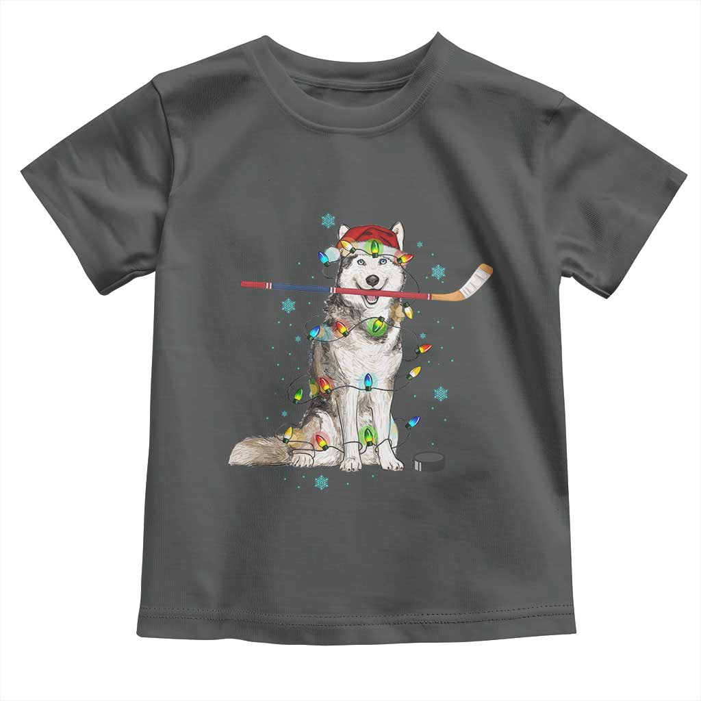 Funny Christmas Husky Ice Hockey Player Holiday Gift Toddler T Shirt - Wonder Print Shop