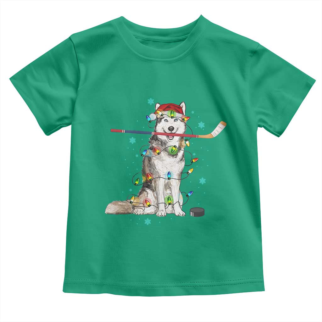 Funny Christmas Husky Ice Hockey Player Holiday Gift Toddler T Shirt - Wonder Print Shop