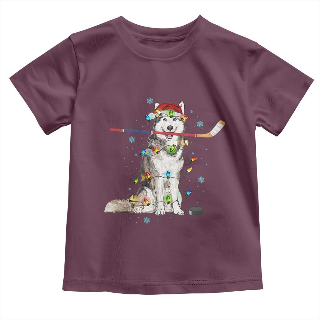 Funny Christmas Husky Ice Hockey Player Holiday Gift Toddler T Shirt - Wonder Print Shop