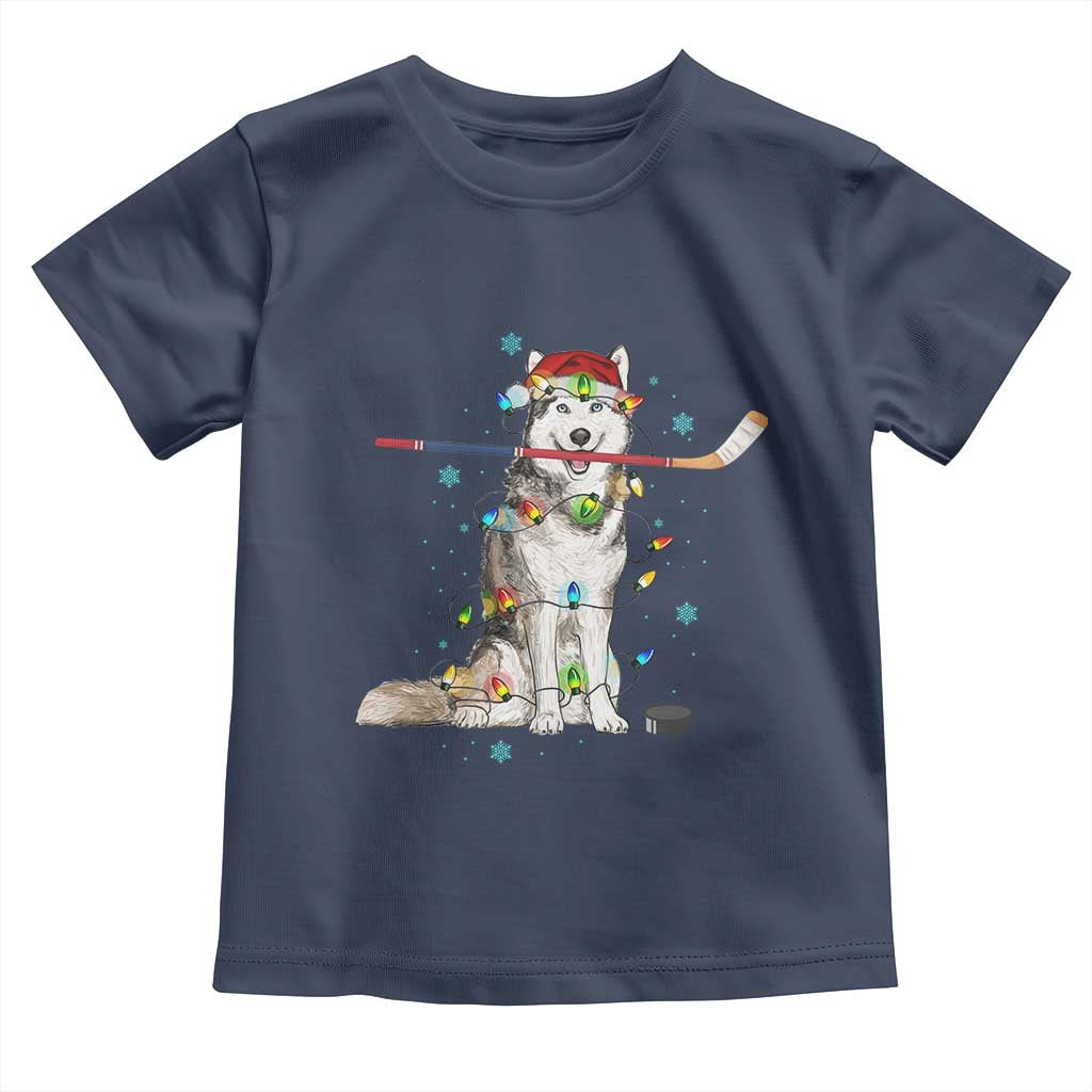 Funny Christmas Husky Ice Hockey Player Holiday Gift Toddler T Shirt - Wonder Print Shop