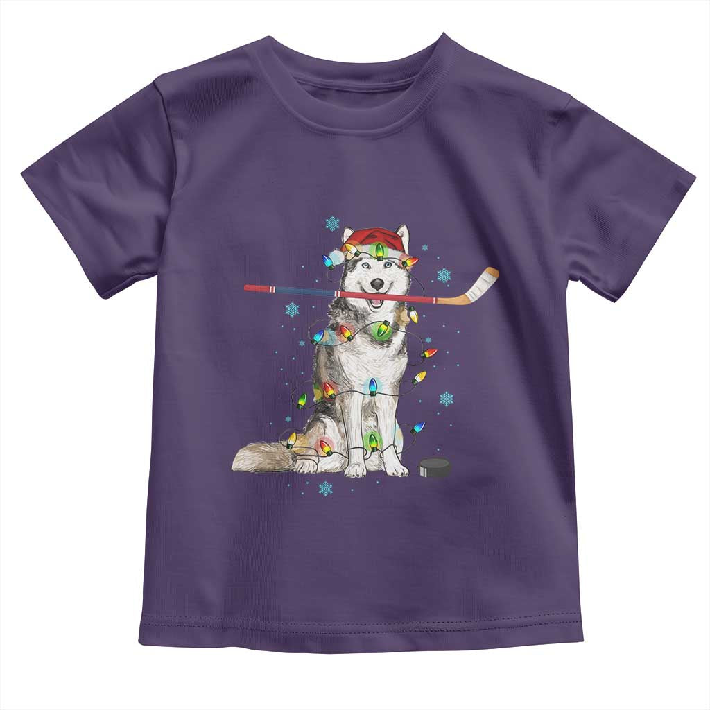 Funny Christmas Husky Ice Hockey Player Holiday Gift Toddler T Shirt - Wonder Print Shop