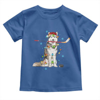 Funny Christmas Husky Ice Hockey Player Holiday Gift Toddler T Shirt - Wonder Print Shop