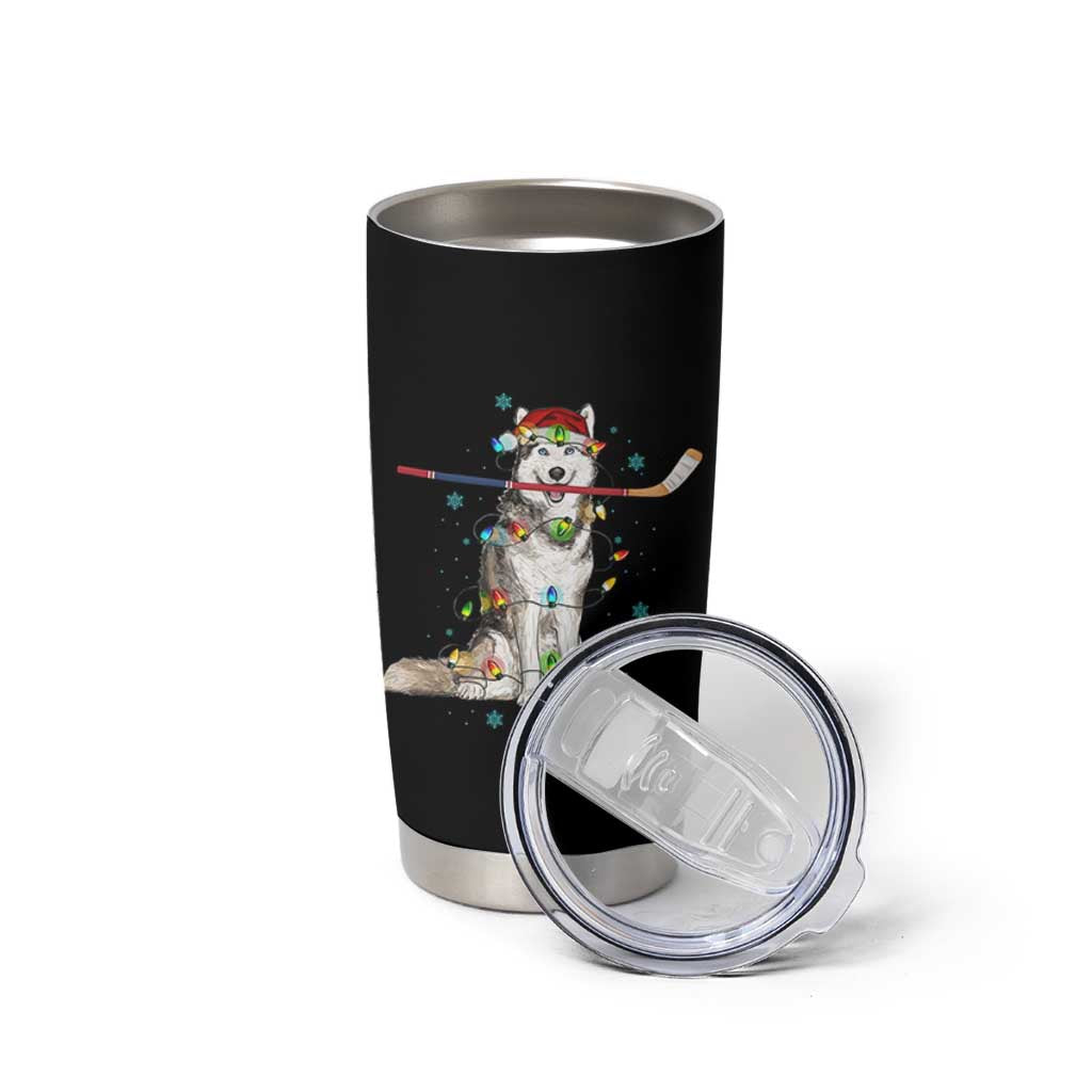 Funny Christmas Husky Ice Hockey Player Holiday Gift Tumbler Cup - Wonder Print Shop