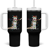 Funny Christmas Husky Ice Hockey Player Holiday Gift Tumbler With Handle - Wonder Print Shop