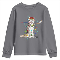 Funny Christmas Husky Ice Hockey Player Holiday Gift Youth Sweatshirt - Wonder Print Shop