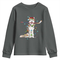 Funny Christmas Husky Ice Hockey Player Holiday Gift Youth Sweatshirt - Wonder Print Shop