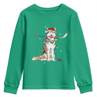 Funny Christmas Husky Ice Hockey Player Holiday Gift Youth Sweatshirt - Wonder Print Shop