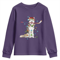 Funny Christmas Husky Ice Hockey Player Holiday Gift Youth Sweatshirt - Wonder Print Shop
