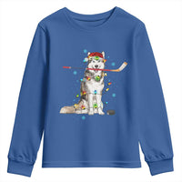 Funny Christmas Husky Ice Hockey Player Holiday Gift Youth Sweatshirt - Wonder Print Shop