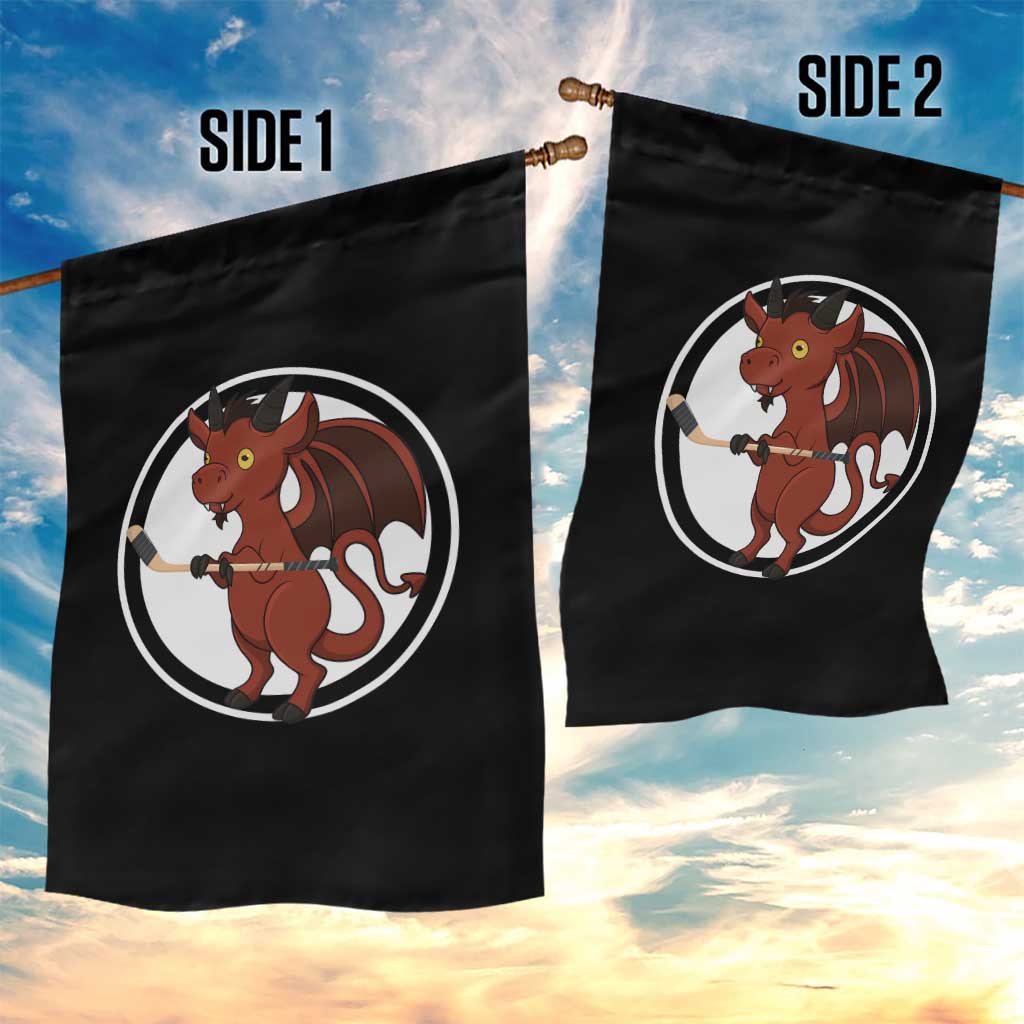 Funny Cryptid Sports Gift Garden Flag Jersey Devil Playing Ice Hockey - Wonder Print Shop