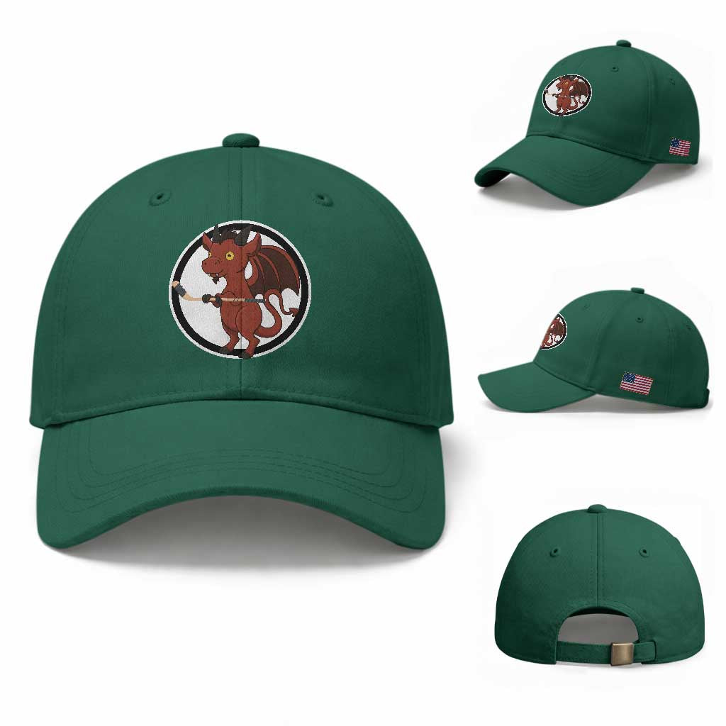 Funny Cryptid Sports Gift Baseball Cap Jersey Devil Playing Ice Hockey