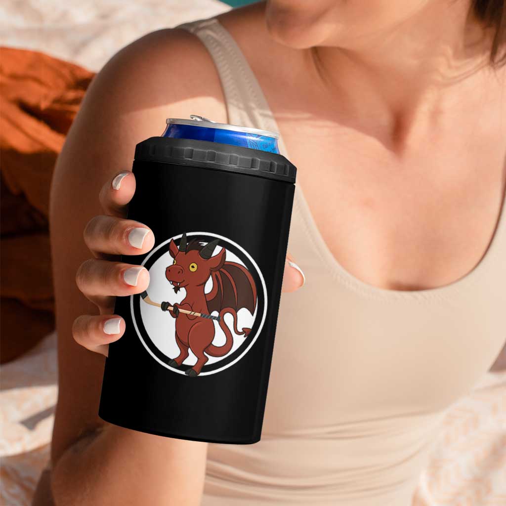 Funny Cryptid Sports Gift 4 in 1 Can Cooler Tumbler Jersey Devil Playing Ice Hockey - Wonder Print Shop