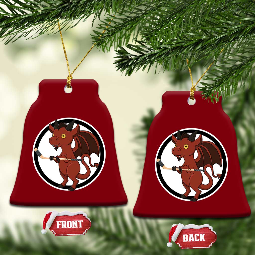 Funny Cryptid Sports Gift Ceramic Ornament Jersey Devil Playing Ice Hockey - Wonder Print Shop
